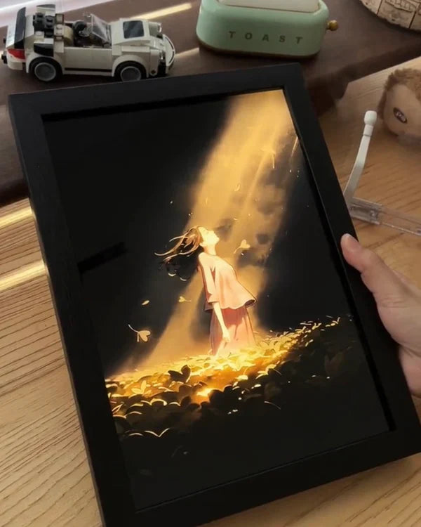 Girl Gazing at the Sky - Light Painting Art Frame - BRIVLOX | Where Innovation Meets Style!