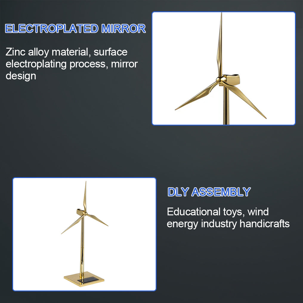 Enchanting Golden DIY 3D Metal Windmill: Solar-Powered Wind Turbine Assembly Model