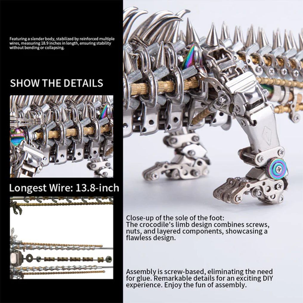 Engaging 3D Metal Mechanical Crocodile Puzzle Model Kit – Over 1500 Intricate Pieces for Fun Assembly!