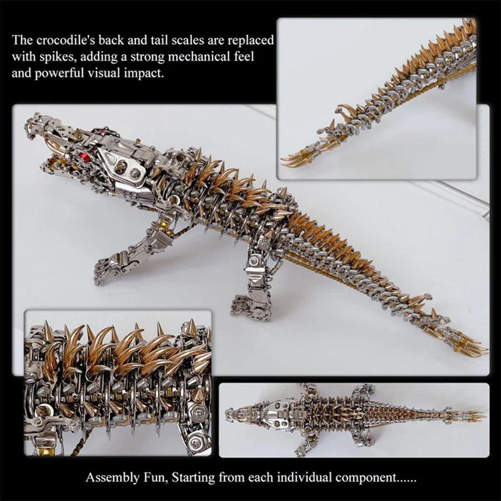 Engaging 3D Metal Mechanical Crocodile Puzzle Model Kit – Over 1500 Intricate Pieces for Fun Assembly!