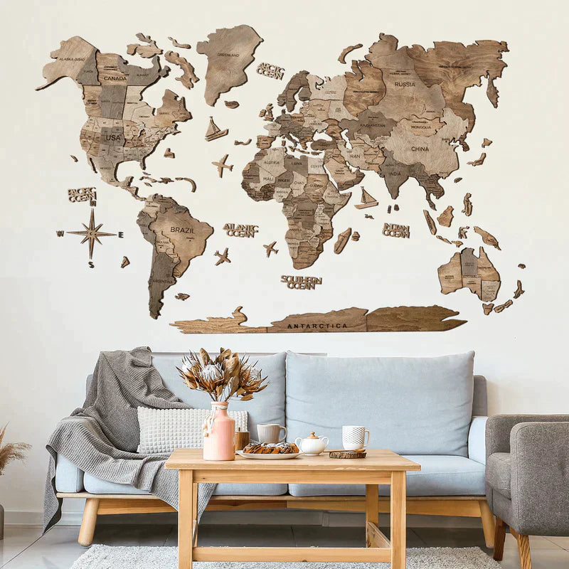 BRIVLOX 3D Wooden World Map Multicolor - BRIVLOX | Where Innovation Meets Style!